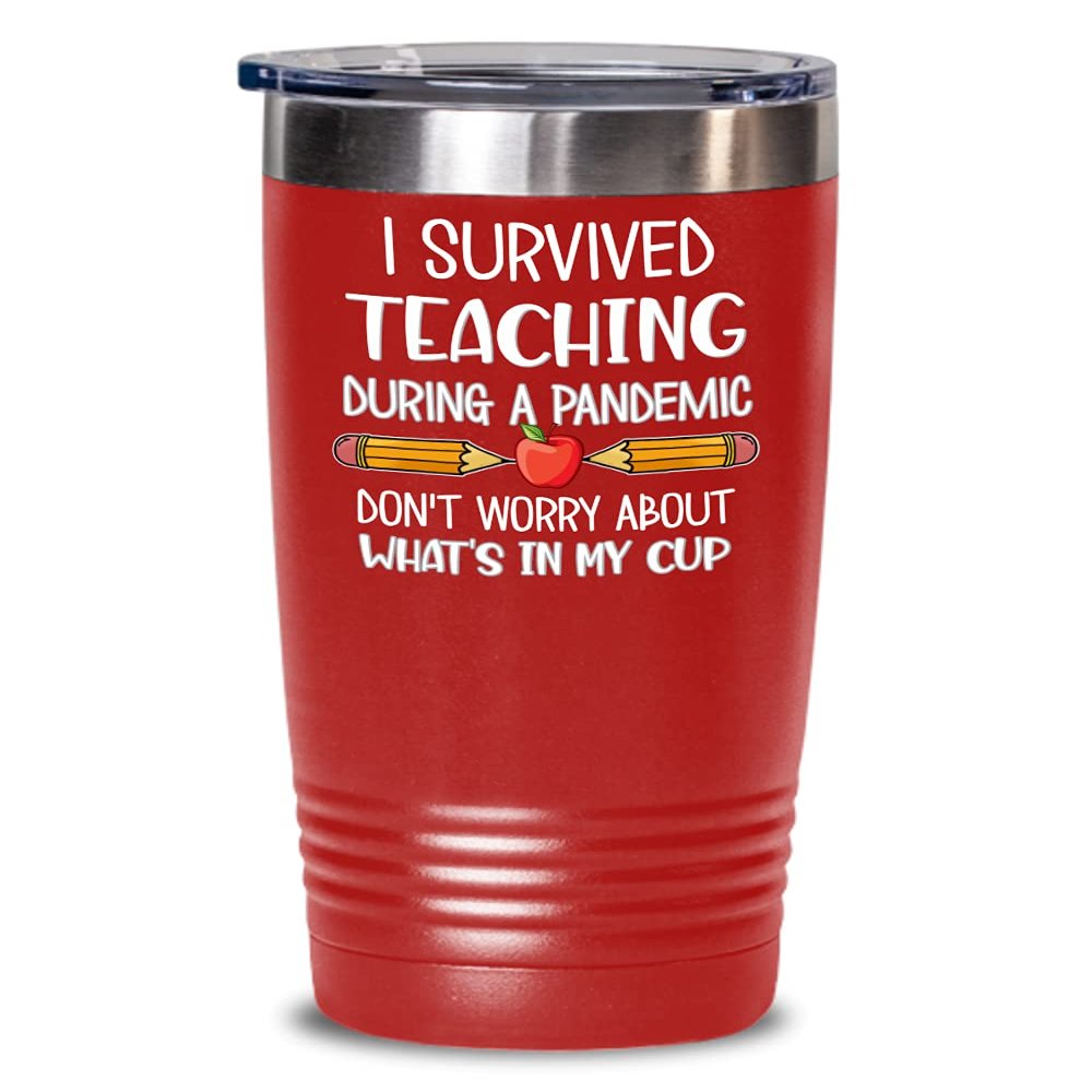 The Improper Mug Teacher Tumbler I Survived Teaching During A Pandemic Funny Quarantine Appreciation Thank You End of Year Idea for Online Virtual Instructor Professor