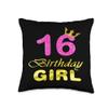 16th Birthday Girl Princess Cute Art For 16 Years Old Throw Pillow view 1