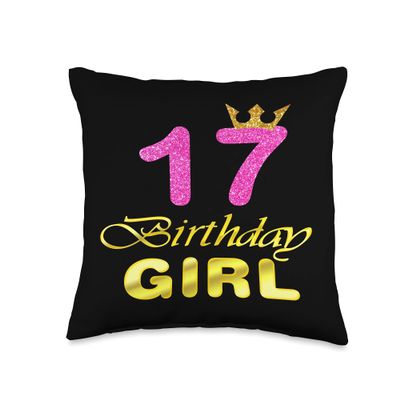 17th Birthday Girl Princess Cute Art For 17 Years Old Throw Pillow
