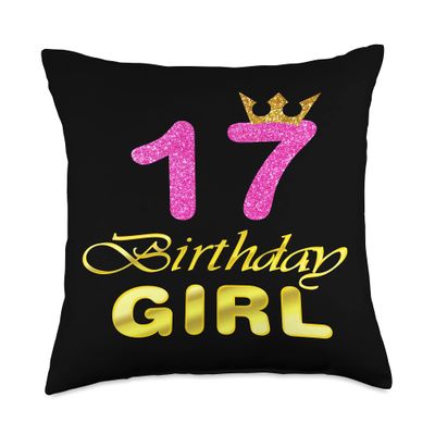 17th Birthday Girl Princess Cute Art For 17 Years Old Throw Pillow