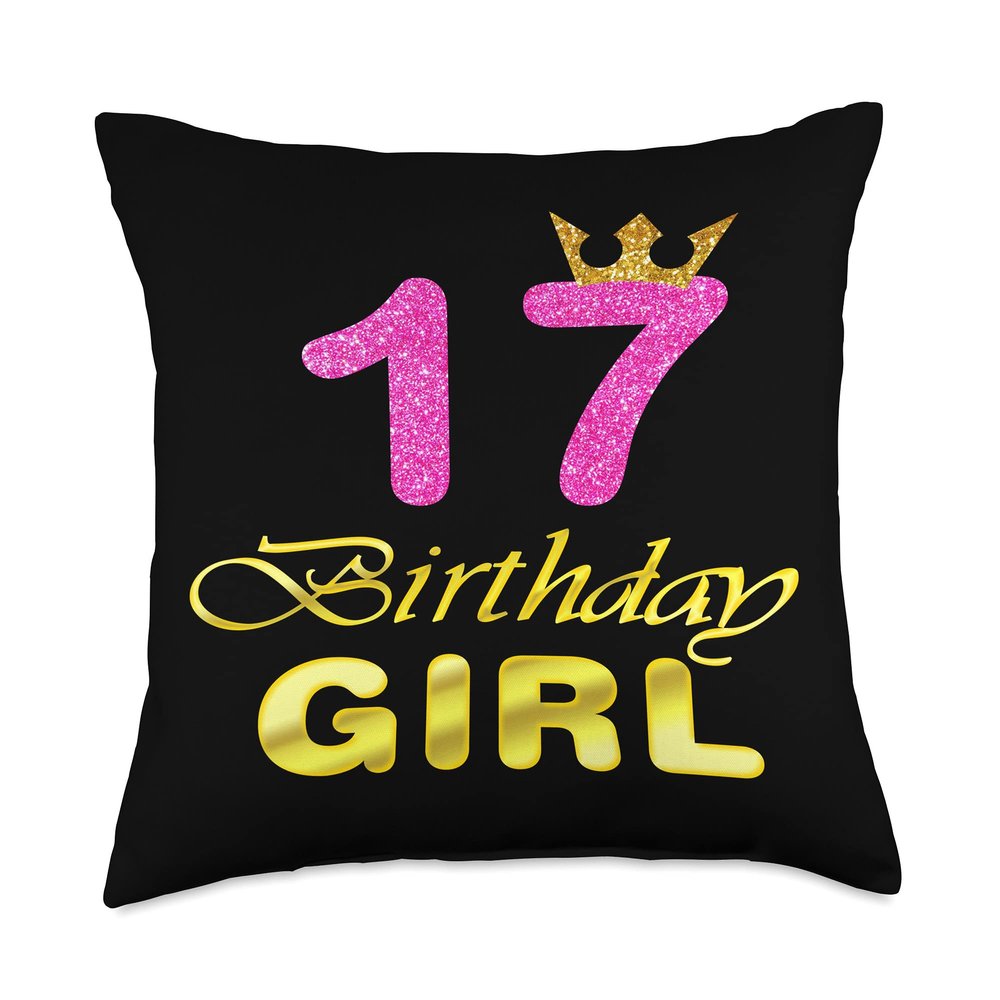 17th Birthday Girl Princess Cute Art For 17 Years Old Throw Pillow