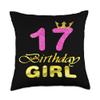 17th Birthday Girl Princess Cute Art For 17 Years Old Throw Pillow view 1
