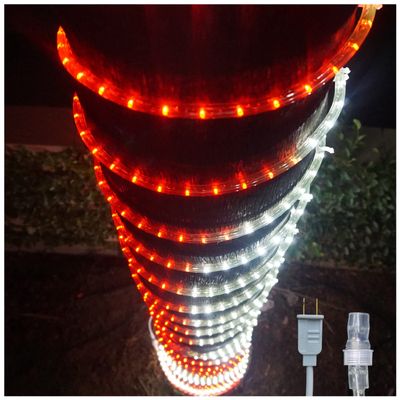 Russell Decor 50ft/540 LED Rope Lights for Canada and Christmas Theme Colors Party Outdoor Trees Patio Deck Flexible Connectable Rope Lights (Red White)
