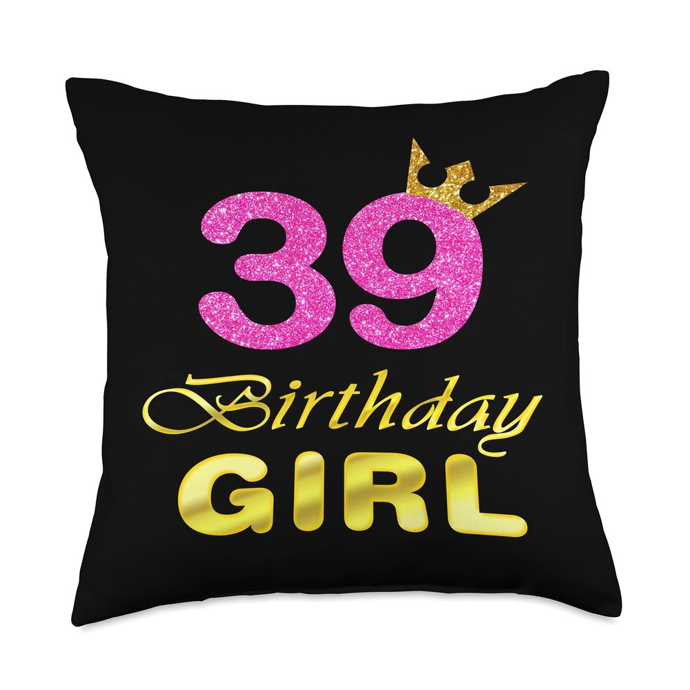 39th Birthday Girl Princess Cute Art For 39 Years Old Throw Pillow
