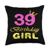 39th Birthday Girl Princess Cute Art For 39 Years Old Throw Pillow view 1