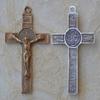Sacred Art Jewelry #1425 Crucifix St Benedict Double Sided 2 inches Gold Bronze view 1