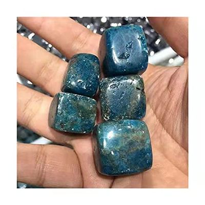Polished Gemstone Natural Blue Apatite Quartz Crystal Cube Tumbled Stone for Aquarium Decoration 5pcs