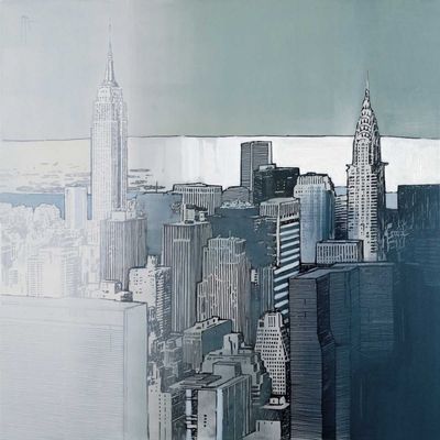 ArtExpert Chrysler And Empire State Buildings by Joan Farre - 16x16 Art Print Poster