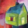 ArtExpert Green House by Linda Woods - 16x16 Art Print Poster view 1