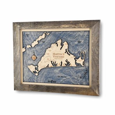 Sea & Soul Martha's Vineyard and Nantucket 3D Wood Map Wall Art, 16x20-Inch Nautical Chart Wall Art, Nautical Wood Chart, Cottage Decor, Cape Cod Dcor, Handcrafted in the USA (16x20-inch Martha's Vineyard)