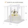 XININSUN 6Pcs clear cake boxes with Ribbon, 6inch cake boxes for Christmas Bakery Treat,Holiday Pastries,Gift Giving-White view 2