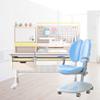 FCD Wood Ergonomic Kids Study Desk and Chair Set Height Adjustable Wood 47" Width Tiltable Desktop with Bookshelf and Hutch with Multi Function Study Chair(Natural Wood Desk w/Blue Chair) view 1