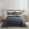 HZ & HY Oversized King Bedspread, Quilted Coverlet Bedding Set, Lightweight Thin Comforter, Reversible, Luxurious, 5 Piece, 100% Microfiber, Dark Grey view 1