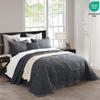 HZ & HY Oversized King Bedspread, Quilted Coverlet Bedding Set, Lightweight Thin Comforter, Reversible, Luxurious, 5 Piece, 100% Microfiber, Dark Grey view 2