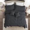 HZ & HY Oversized King Bedspread, Quilted Coverlet Bedding Set, Lightweight Thin Comforter, Reversible, Luxurious, 5 Piece, 100% Microfiber, Dark Grey view 3