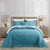 HZ & HY Oversized King Bedspread, Quilted Coverlet Bedding Set, Lightweight Thin Comforter, Reversible, Luxurious, 5 Piece, 100% Microfiber, Blue view 1