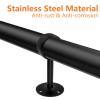 Jiozermi 8 Pack Ceiling Mount Curtain Rod Bracket, Flange Closet Holder, Heavy Duty Stainless Steel Socket, Matte Black view 4