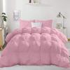 3 Piece Pinch Pleated Comforter Set 500 GSM Cotton Fill Super Soft Fluffy All Season Baffle Box Pin Tuck Goose Down Alternative Comforter with 2 Pillowshams Cal-King/King Size, Baby Pink view 2