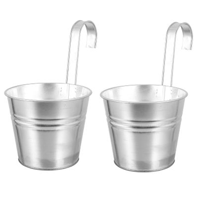 Happyyami 2pcs Original Color Hanging Bucket Flowerpot Pendant for Home Decor Vintage for Balcony Garden Porch and Kitchen for Planting and Storage