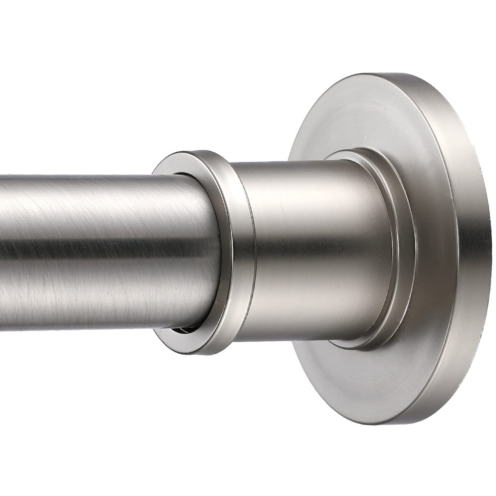 BRIOFOX Industrial Shower Curtain Rod - Rustproof Non-Slip 43-72 Inch 304 Stainless Steel Tension Curtain Rod for Window or Bathroom, Brushed Nickel