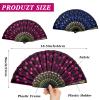 Jetec 2 Pieces Lace Spanish Fan, Handheld Chinese Folding Hand Fan for Women 1920s Dancing Costume, Spanish Flamenco Gift with Embroidered Sequin, Photo Prop, Prom, Wedding Decor(Royal Blue, Rose Red) view 2