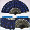 Jetec 2 Pieces Lace Spanish Fan, Handheld Chinese Folding Hand Fan for Women 1920s Dancing Costume, Spanish Flamenco Gift with Embroidered Sequin, Photo Prop, Prom, Wedding Decor(Royal Blue, Rose Red) view 3