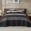 Andency Queen Quilt Set Black and White, 3 Pieces Grey Striped Ultra Soft Summer Lightweight Bedspreads& Coverlets Set, Patchwork Quilted Bedding Sets for All Seasons (90"x96") view 3