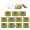 DLIBUY 6 Pieces Empty 30ml Green Glass Cosmetic Jars with Screw Lid 30g Small Containers with Inner Seal for Homemade Cosmetic Cream Salve Lip Balm Travel Storage Pot, 6x Spatula view 1