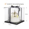 XININSUN 6inch Clear tall cake Box with Ribbon, 8 X 8 X 9inch for Bakery Boxes Clear Gift Boxes,ideal for wedding birthday party and gift display-Black view 2