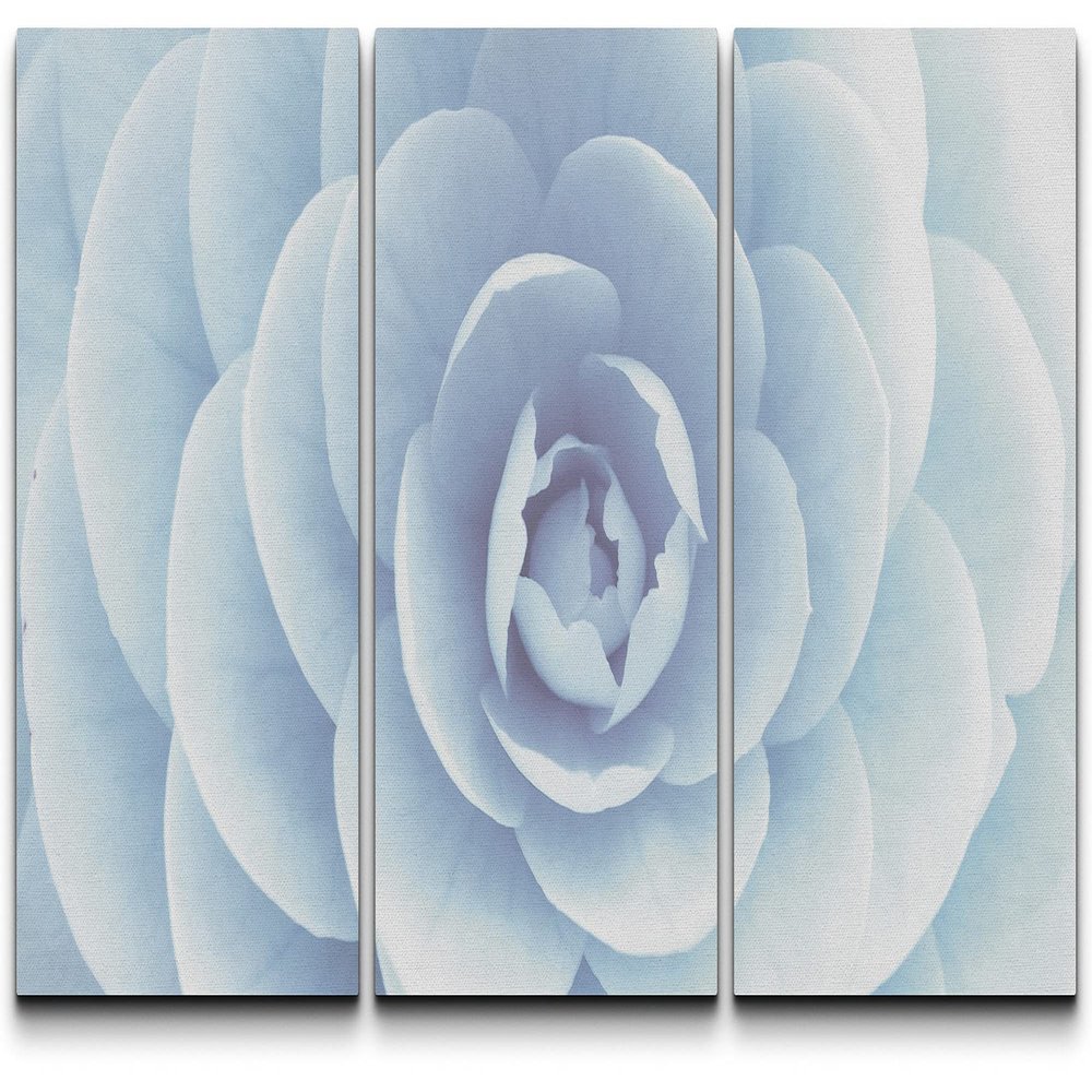 SIGNLEADER Canvas Print Wall Art Set Layered Blue Flower Interior Botanical Flower Photography Realism Contemporary Closeup Edgy Multicolor Pastel for Living Room, Bedroom, Office - 24"x36" x 3