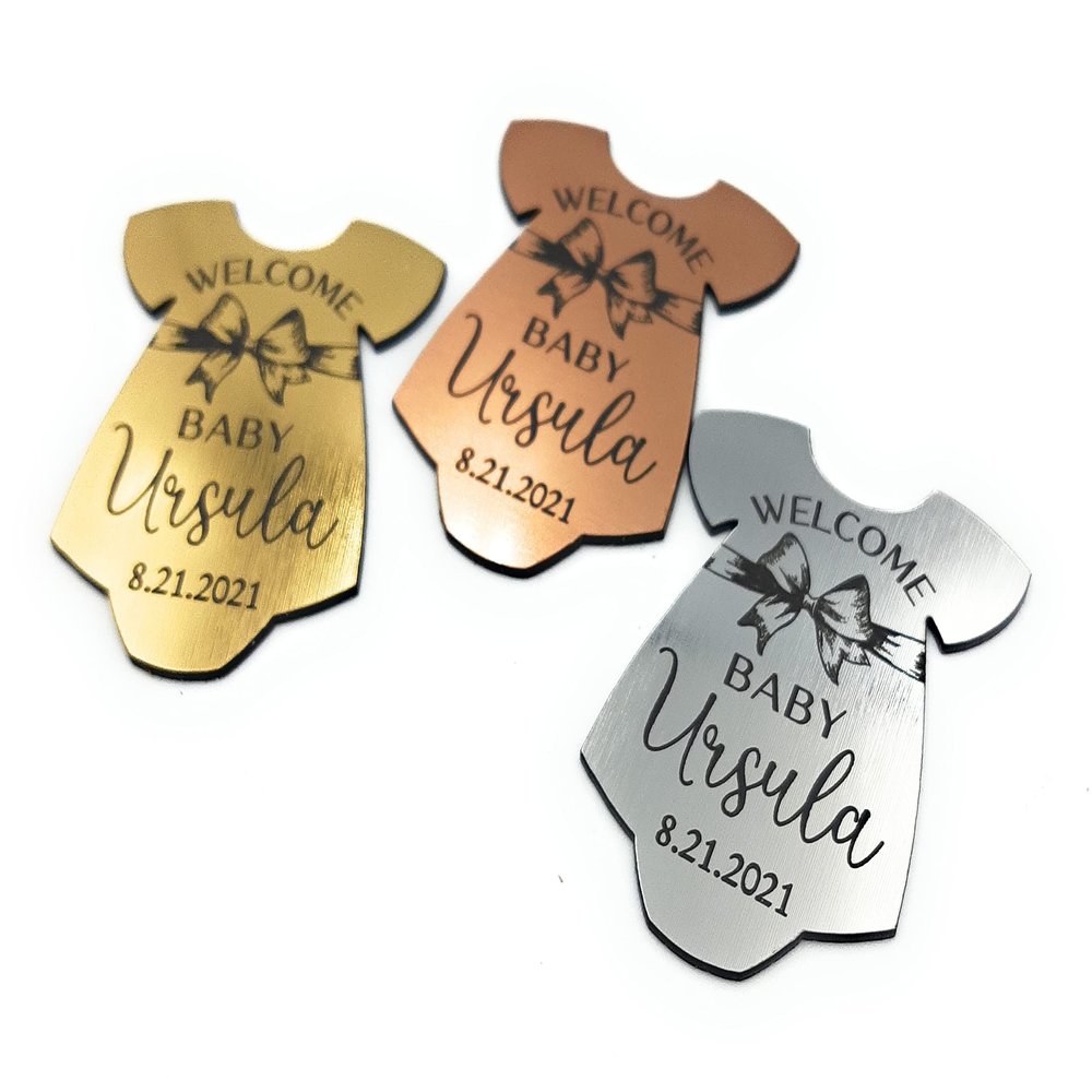 Baby shower magnets - Baby girl magnets - Baby shower favors - gold, silver of copper - Party favors - Set of 10 pc