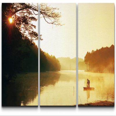 SIGNLEADER Canvas Print Wall Art Set Sundown Over African Wetland Nature Wilderness Photography Realism Contemporary Landscape Colorful Multicolor Ultra for Living Room, Bedroom, Office - 24"x36" x 3