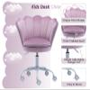 CIMOTA Cute Kids Desk Chair,Velvet Bedroom Chair Adjustable Child Computer Chair Swivel Shell Vanity Chairs for Girls Bedroom/Study Room, Light Purple view 3