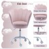 CIMOTA Cute Kids Desk Chair,Velvet Bedroom Chair Adjustable Child Computer Chair Swivel Shell Vanity Chairs for Girls Bedroom/Study Room, Light Pink view 3