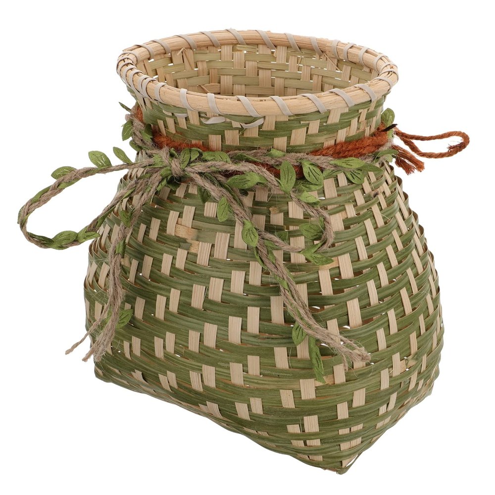 Hand Woven Bamboo Storage Basket for Garden Picnic Use