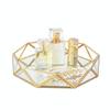 Feyarl Gold Glass Perfume Tray Mirror Vanity Jewelry Trinket Organizer Tray Ornate Cosmetic Makeup Display Decorative Coffee Table Tray for Wedding Home Decor Dresser Tabletop Countertop (9.5inch) view 1