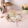 Feyarl Gold Glass Perfume Tray Mirror Vanity Jewelry Trinket Organizer Tray Ornate Cosmetic Makeup Display Decorative Coffee Table Tray for Wedding Home Decor Dresser Tabletop Countertop (9.5inch) view 3