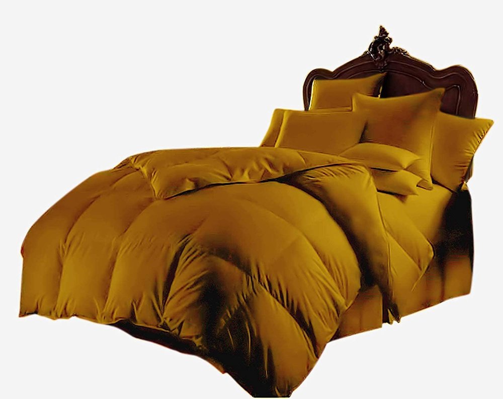 Kanak Bedding Down Alternative Comforter, All Season Comforter - Plush 300GSM Microfiber Duvet Insert - Box Stitched, Size-Twin XL (85"X90") Colour Gold