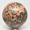 65mm 415g Orange Orthoclase w/Black Tourmaline Sphere Polished Natural Feldspar Gemstone Crystal Mineral LW UV Reactive Ball - Peru + Stand view 1