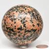 65mm 415g Orange Orthoclase w/Black Tourmaline Sphere Polished Natural Feldspar Gemstone Crystal Mineral LW UV Reactive Ball - Peru + Stand view 2