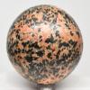 65mm 415g Orange Orthoclase w/Black Tourmaline Sphere Polished Natural Feldspar Gemstone Crystal Mineral LW UV Reactive Ball - Peru + Stand view 3