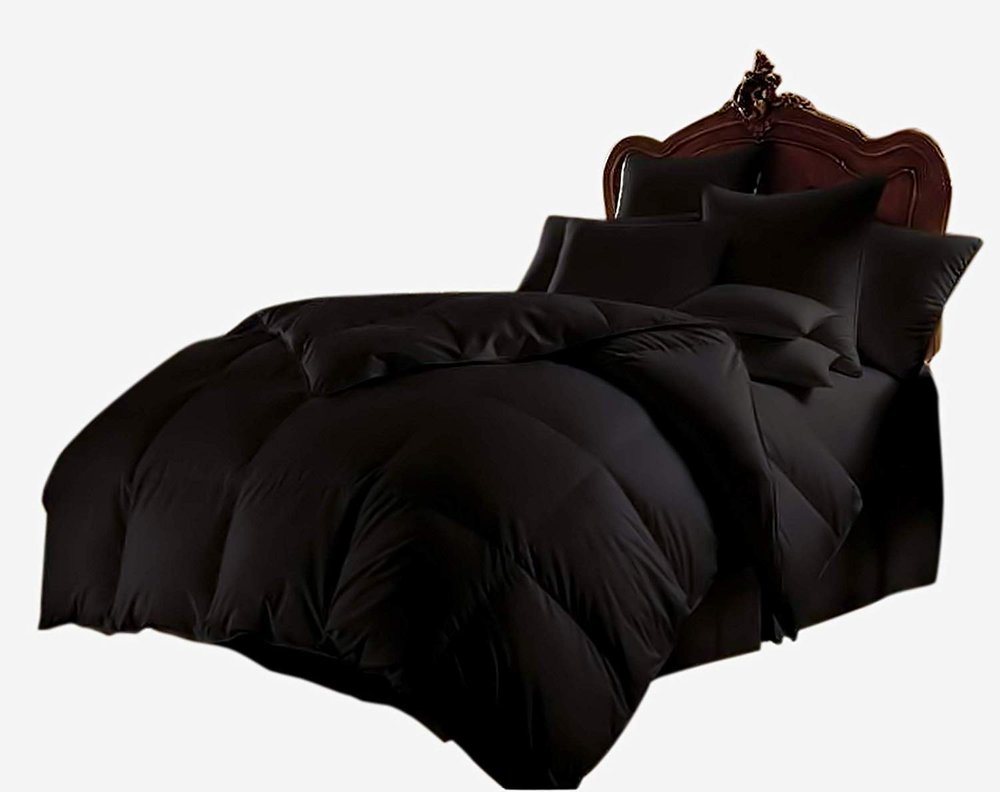 Kanak Bedding Down Alternative Comforter, All Season Comforter - Plush 300GSM Microfiber Duvet Insert - Box Stitched, Size-Twin XL (85"X90") Colour Black