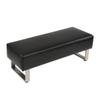 TRY & DO Upholstered Dining Bench with PU Black Leather Surface Ottoman Padded Seat with Stainless Steel Support view 1