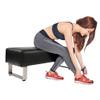 TRY & DO Upholstered Dining Bench with PU Black Leather Surface Ottoman Padded Seat with Stainless Steel Support view 3