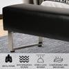 TRY & DO Upholstered Dining Bench with PU Black Leather Surface Ottoman Padded Seat with Stainless Steel Support view 4