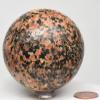 2.5" 395g Orange Orthoclase w/Black Tourmaline Sphere Polished Glowing Under LW UV Natural Feldspar Gemstone Crystal Mineral Ball - Peru + Stand view 2