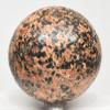 2.5" 395g Orange Orthoclase w/Black Tourmaline Sphere Polished Glowing Under LW UV Natural Feldspar Gemstone Crystal Mineral Ball - Peru + Stand view 3