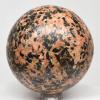 2.5" 395g Orange Orthoclase w/Black Tourmaline Sphere Polished Glowing Under LW UV Natural Feldspar Gemstone Crystal Mineral Ball - Peru + Stand view 4