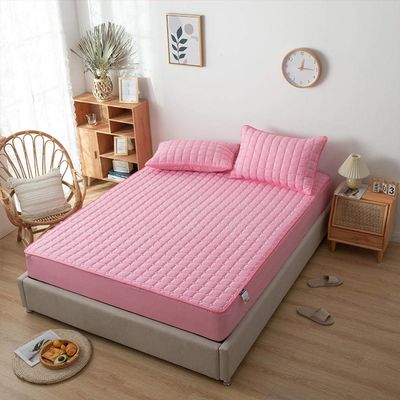 CFYCYHDZHT Bedding Fitted Sheet Quilted Thick Waterproof Fitted Sheets, Suitable for Old Man Kids Bedroom Single Double Mattress Protector Pink 150cmx200cm+30cm