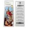 Needzo Saint Michael Bookmark with Rosary Gift Set, Book Page Holder with Spanish Chaplet on The Back and White Beaded Necklace with Crucifix (6.5 Inches, White) view 1